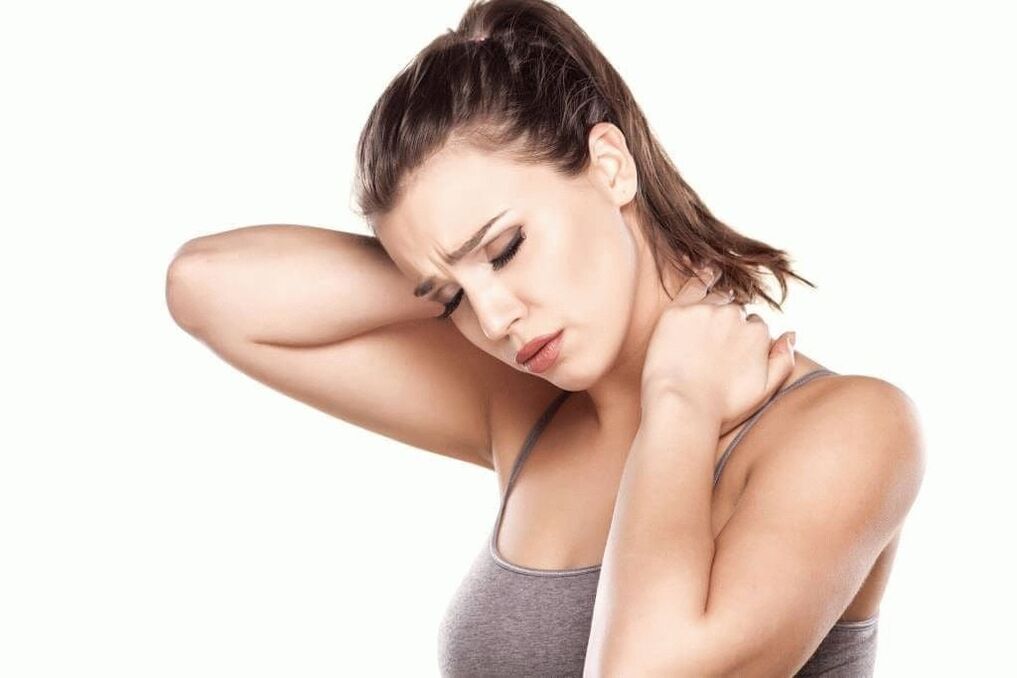 Severe pain in the neck and shoulders with cervical osteochondrosis